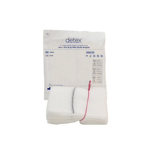 Detex Swabs 10x10cm 32 Ply (Tied 5's) Plain Wrap x 10