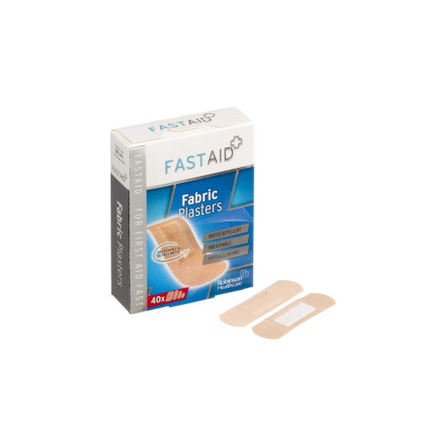 Fast Aid Antiseptic Fabric Plasters x 40 (Assorted In 4 Sizes), front product pack view