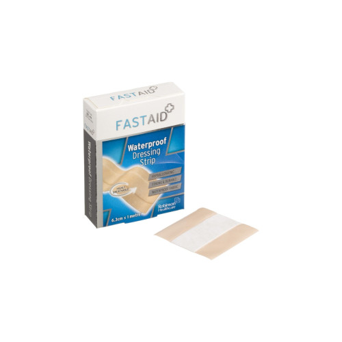 Fast Aid Waterproof Dressing Strip 6.3cm x 1m, front product pack view