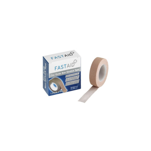Fast Aid Zinc Oxide Non Stretch Tape 1.25cm x 5m, front product pack view