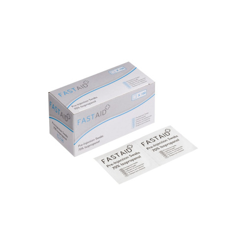 FastAid Alcohol Pre-Injection Swabs x 100 - Case of 12, product view