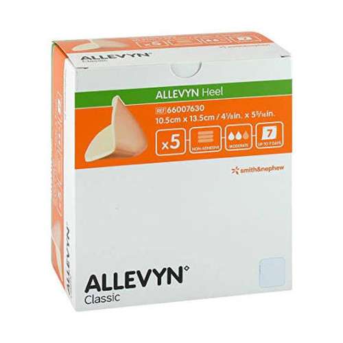 Allevyn Heel Non-Adhesive Foam Dressings - 66007630 - 10.5cm x 13.5cm x 5, front/pack view