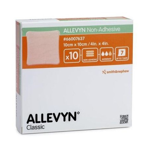 Allevyn Non-Adhesive Foam Dressings - 66007637 - 10cm x 10cm x 10, front/pack view