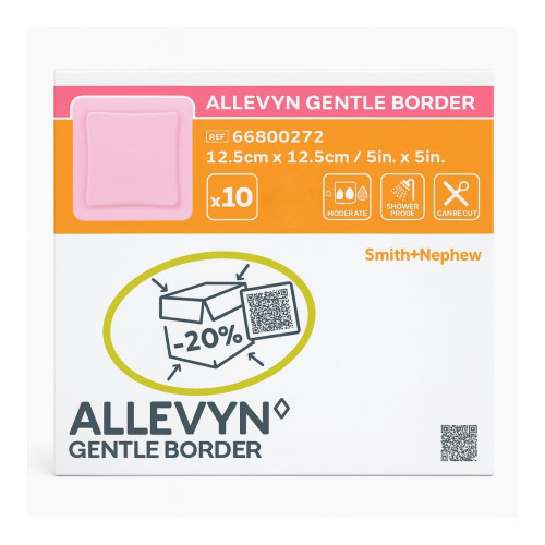 Allevyn Gentle Border Dressings - 66800272 - 12.5cm x 12.5cm x 10, front/pack view