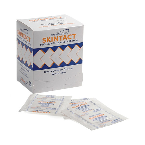 Skintact Low Adherent Dressings - 7901 - 5cm x 5cm x 100, front/pack view