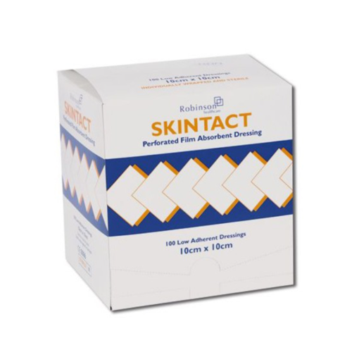Skintact Low Adherent Dressings - 7701 - 10cm x 10cm x 100, front/pack view