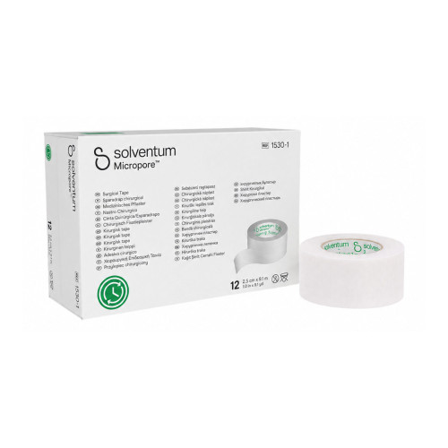 Micropore White Surgical Paper Tape (2.5cm x 9.1m) x 12, front product view