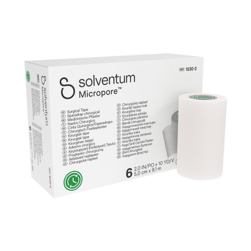 Micropore White Surgical Paper Tape (5cm x 9.1m) x 6, front product view