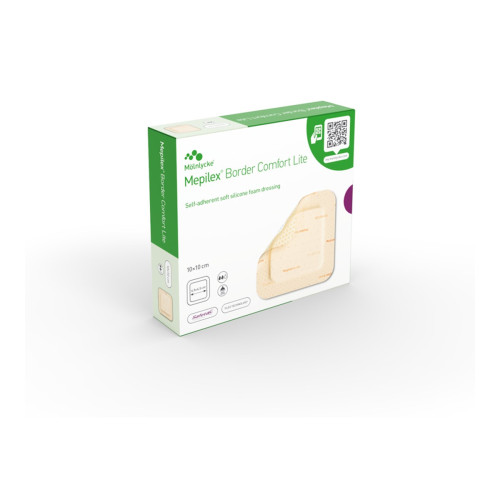 Mepilex Border Comfort Lite Foam Dressings - 582311 - 10cm x 10cm x 10, front/pack view