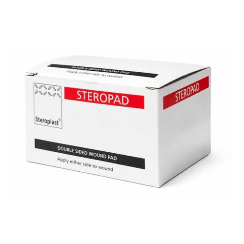 Steropad Non-Adhesive Double-Sided Wound Dressings - 5cm x 5cm x 25, front/pack view