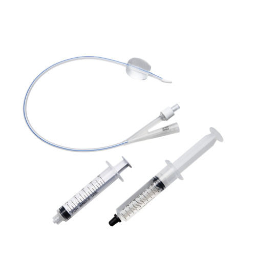 2-Way Silicone Foley Catheters with Tiemann Tip & Pre-Filled Syringe - 12CH - Pack of 5