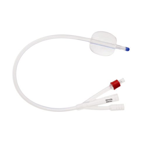 3-Way Silicone Postoperative Foley Catheters Nelaton (Straight) Tip, 30mm Balloon, 400mm - 16CH - Pack of 6