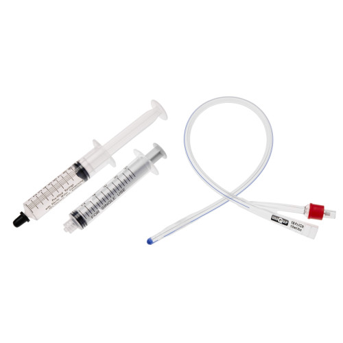 2-Way Silicone Foley Catheters Straight Tip, 10ml Balloon and Prefilled Syringe - 12CH - Pack of 5