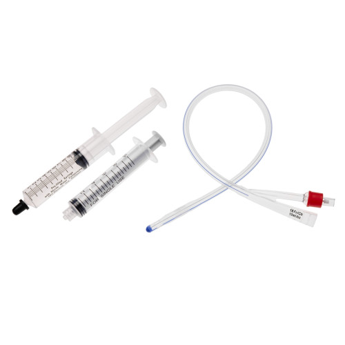 2-Way Silicone Foley Catheters Straight Tip, 10ml Balloon and Prefilled Syringe - 22CH - Pack of 7