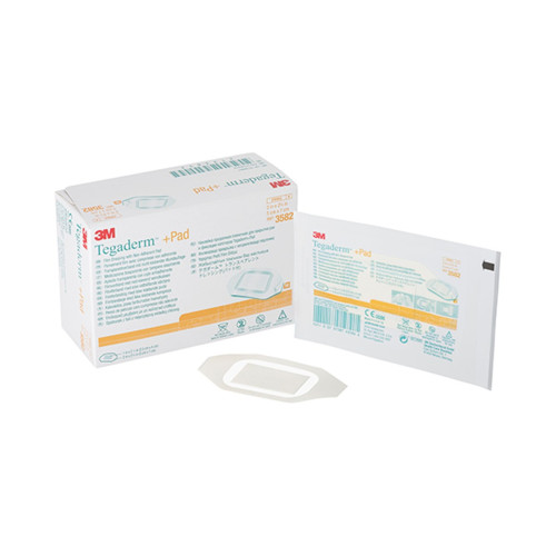 Tegaderm +Pad Film Dressings with Non-Adherent Pad - 3582E - 5cm x 7cm x 50, front/pack view