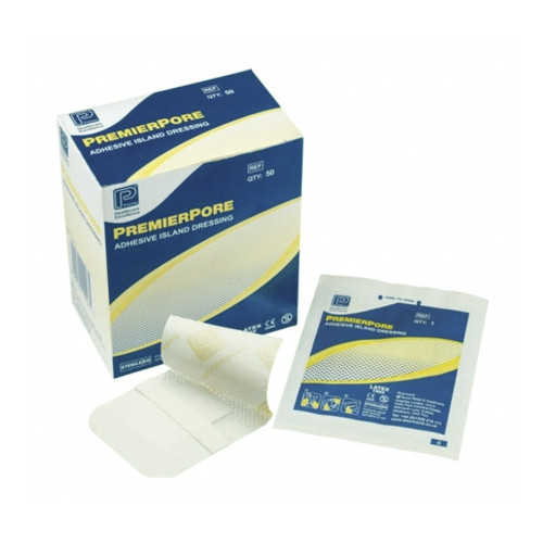 PremierPore Adhesive Island Dressings - 5103N - 10cm x 15cm x 50, front/pack view