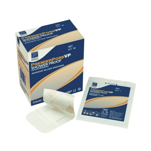 PremierPore VP Adhesive Island Dressings - 5111N - 10cm x 10cm x 50, front/pack view