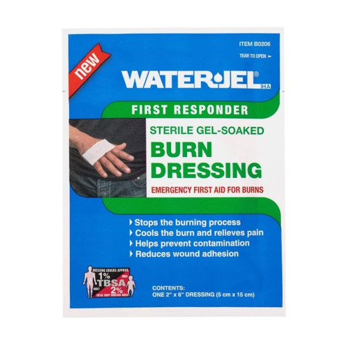 Water-Jel Sterile Burn Dressings - 5cm x 15cm, front/pack view