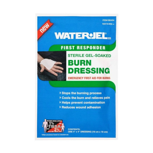 Water-Jel Sterile Burn Dressings - 10cm x 10cm, front/pack view