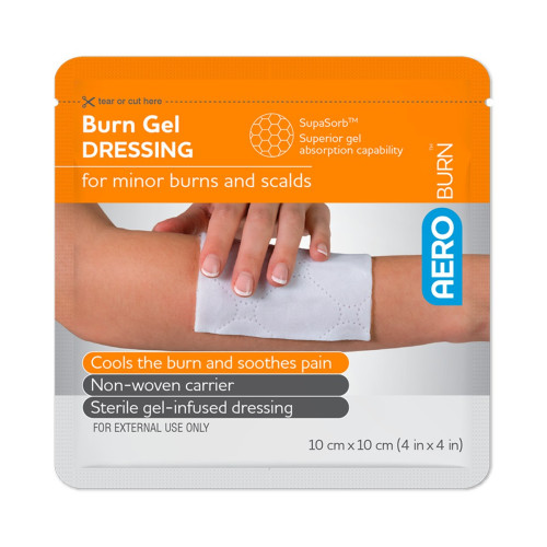 Aeroburn Sterile Gel Dressing - ABD10 - 10xm x 10cm, front/pack view