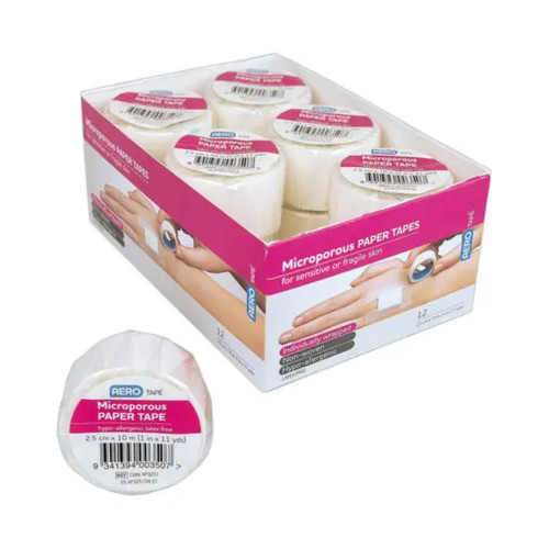 Aeropore White Microporous Paper Tape (2.5cm x 10m) x 12, alternate product view
