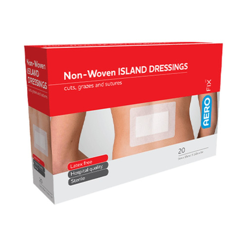 Aerofix Non-woven Adhesive Island Dressings - AFID15S - 10cm x 15cm x 20, front/pack view