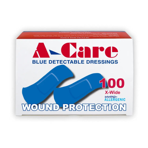 A-Care Blue Detectable Extra Wide Strip Dressing (7.5cm x 2.5cm) x 100, primary view