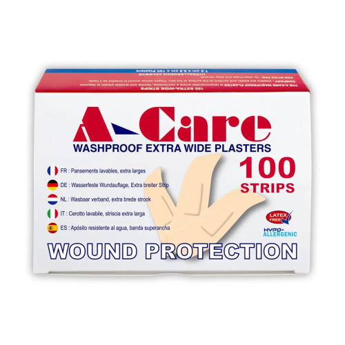 A-Care Washproof Plasters Extra Wide Strip (7.2cm x 2.5cm) x 100, primary view