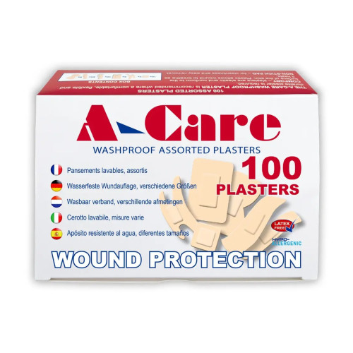 A-Care Washproof Plasters (Assorted In 6 Sizes) x 100, primary view