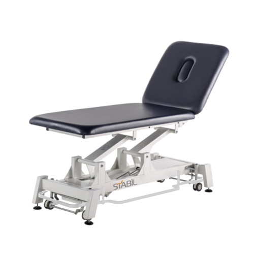 Stabil Pro 2-Section Treatment Table - White Frame - Electric 360 degree Operation - Dark Blue