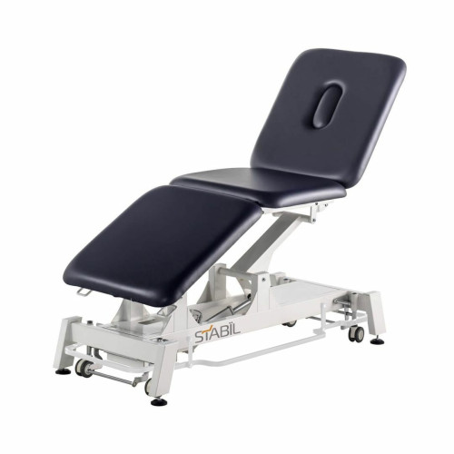 Stabil Pro 3-Section Treatment Table - White Frame -Electric 360 degree Operation - Dark Blue