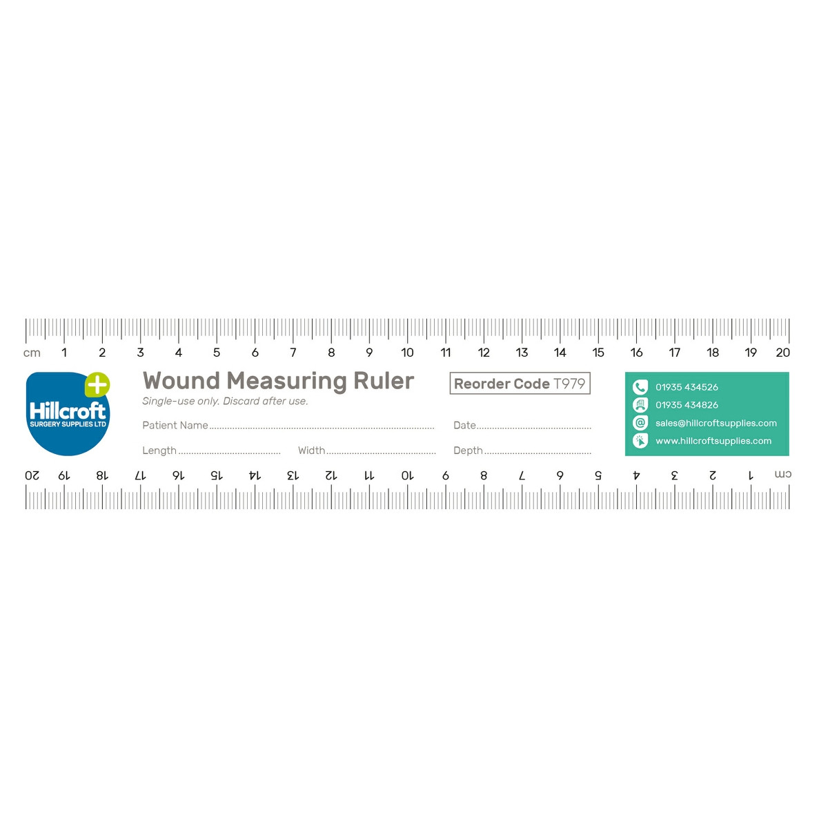 Tissue Wallet Ruler Disposable Paper Wound Measuring Ruler - 20cm - Pack of 100